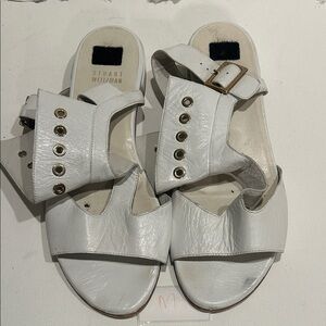 Stuart Weitzman White Buckle Sandals